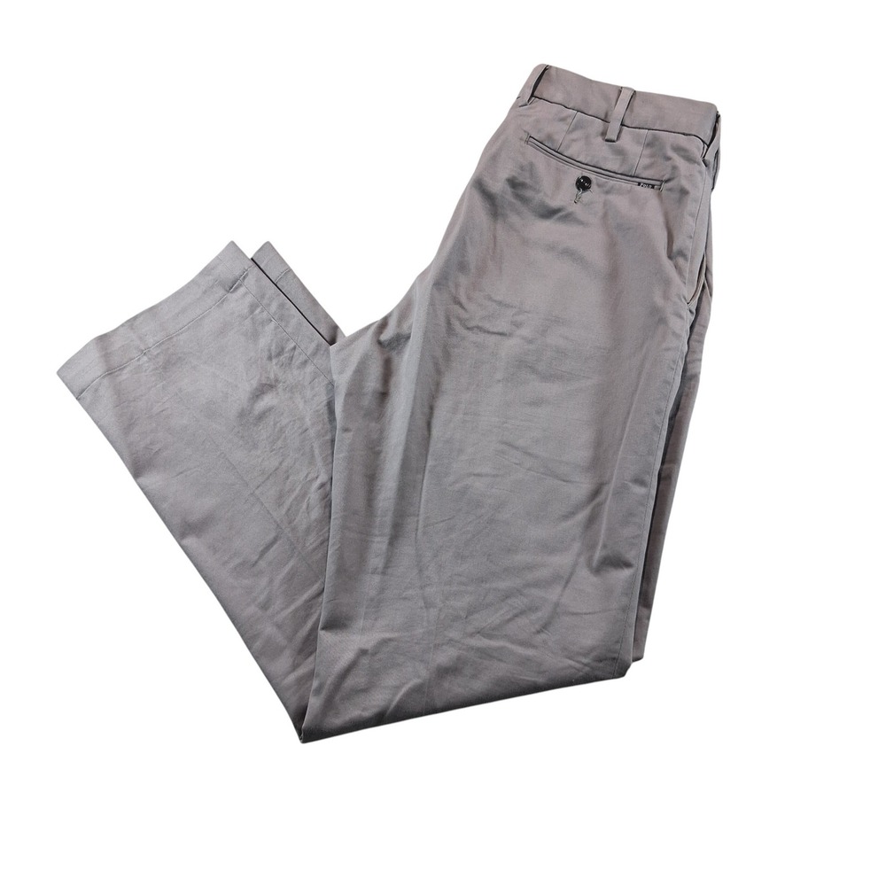 Polo Ralph Lauren‎ Mens Chinos 34/32 Grey Stretch Classic Fit Flat Front Pants